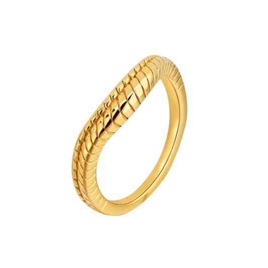 Bague ondulée en acier inoxydable plaqué or 18 carats