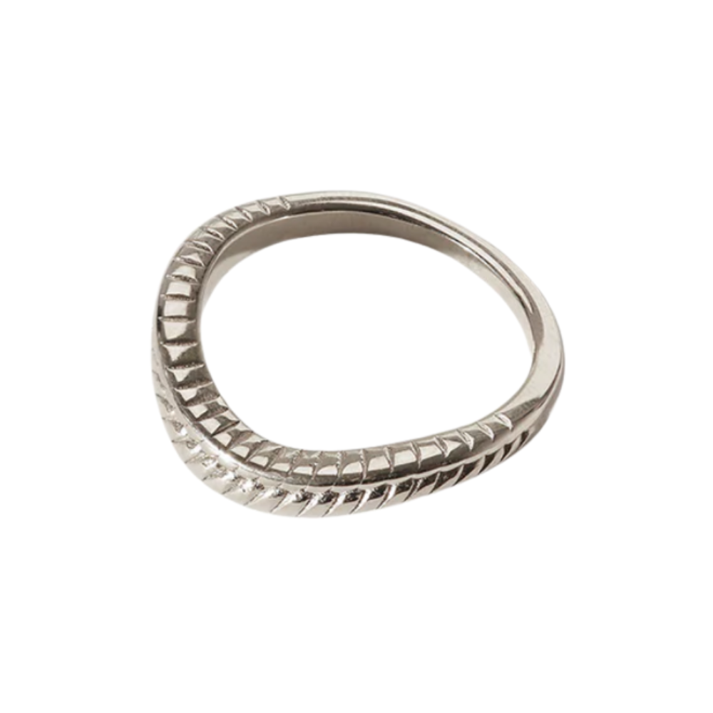 Bague ondulée en acier inoxydable plaqué or 18 carats