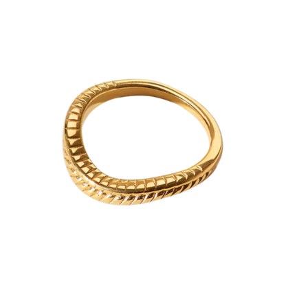 Bague ondulée en acier inoxydable plaqué or 18 carats
