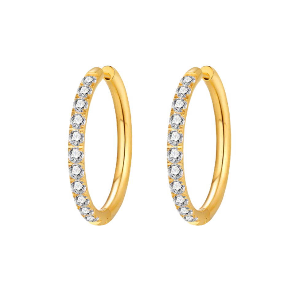Boucles d'oreilles créoles Crystalized Shine, grand modèle scintillant