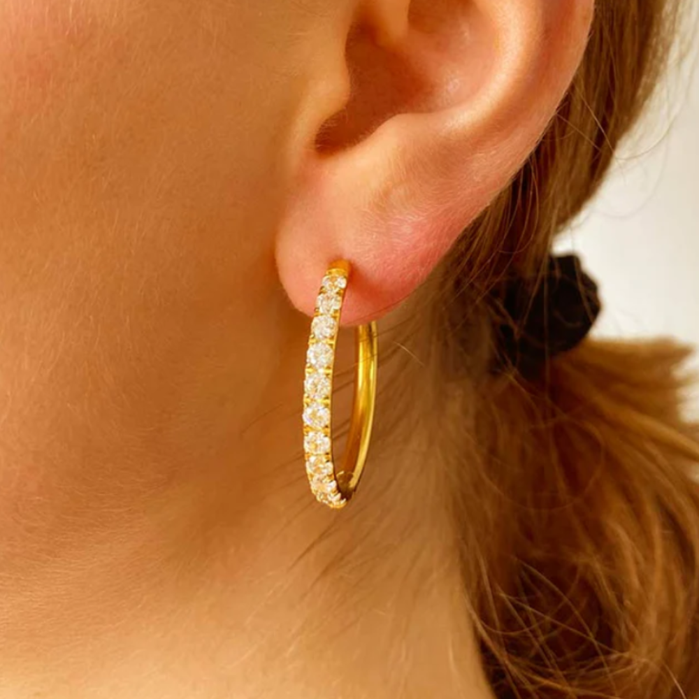 Boucles d'oreilles créoles Crystalized Shine, grand modèle scintillant
