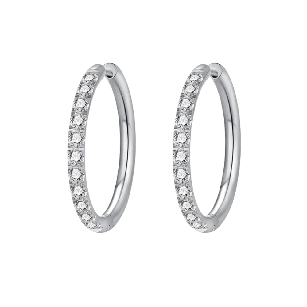 Boucles d'oreilles créoles Crystalized Shine, grand modèle scintillant