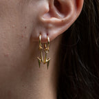 Boucles d'oreilles créoles en argent sterling plaqué or 18 carats, motif éclair, breloque de 10 mm amovible