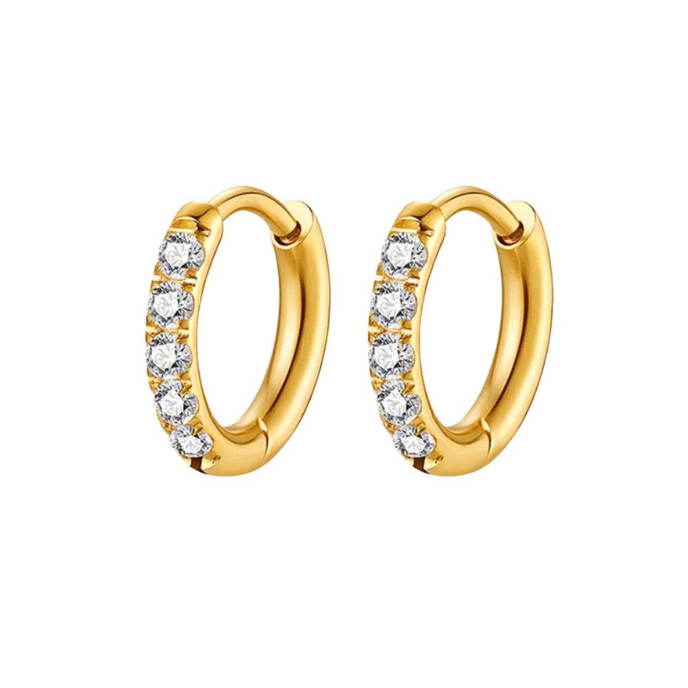 Boucles d'oreilles créoles en cristal de 12 mm, style huppies, effet cristallin brillant