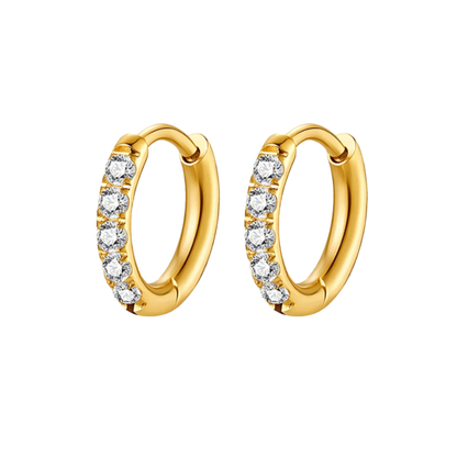 Boucles d'oreilles créoles en cristal de 12 mm, style huppies, effet cristallin brillant