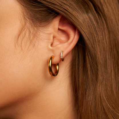 Boucles d'oreilles créoles en cristal de 12 mm, style huppies, effet cristallin brillant