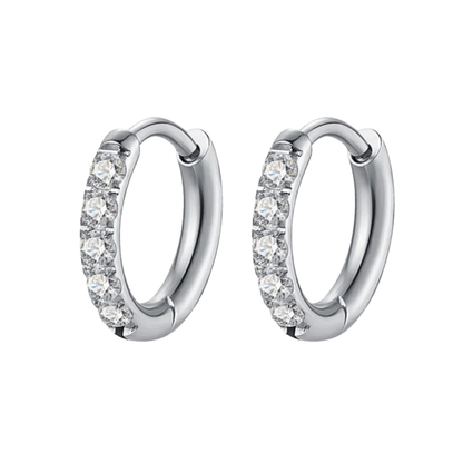 Boucles d'oreilles créoles en cristal de 12 mm, style huppies, effet cristallin brillant