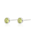 Boucles d'oreilles puces en péridot naturel de 4 mm, argent sterling 925, pierre de naissance d'août