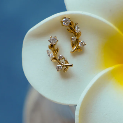 Boucles d'oreilles éthérées à motif de feuilles