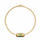 Bracelet Love Spinner en argent sterling plaqué or 18 carats et émail arc-en-ciel, 20 cm