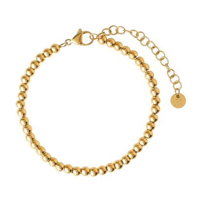 Bracelet à billes en acier inoxydable plaqué or jaune 18 carats