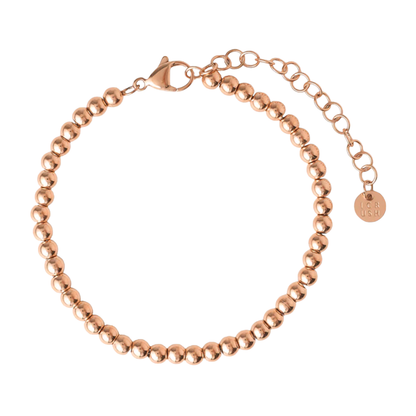 Bracelet à billes en acier inoxydable plaqué or jaune 18 carats