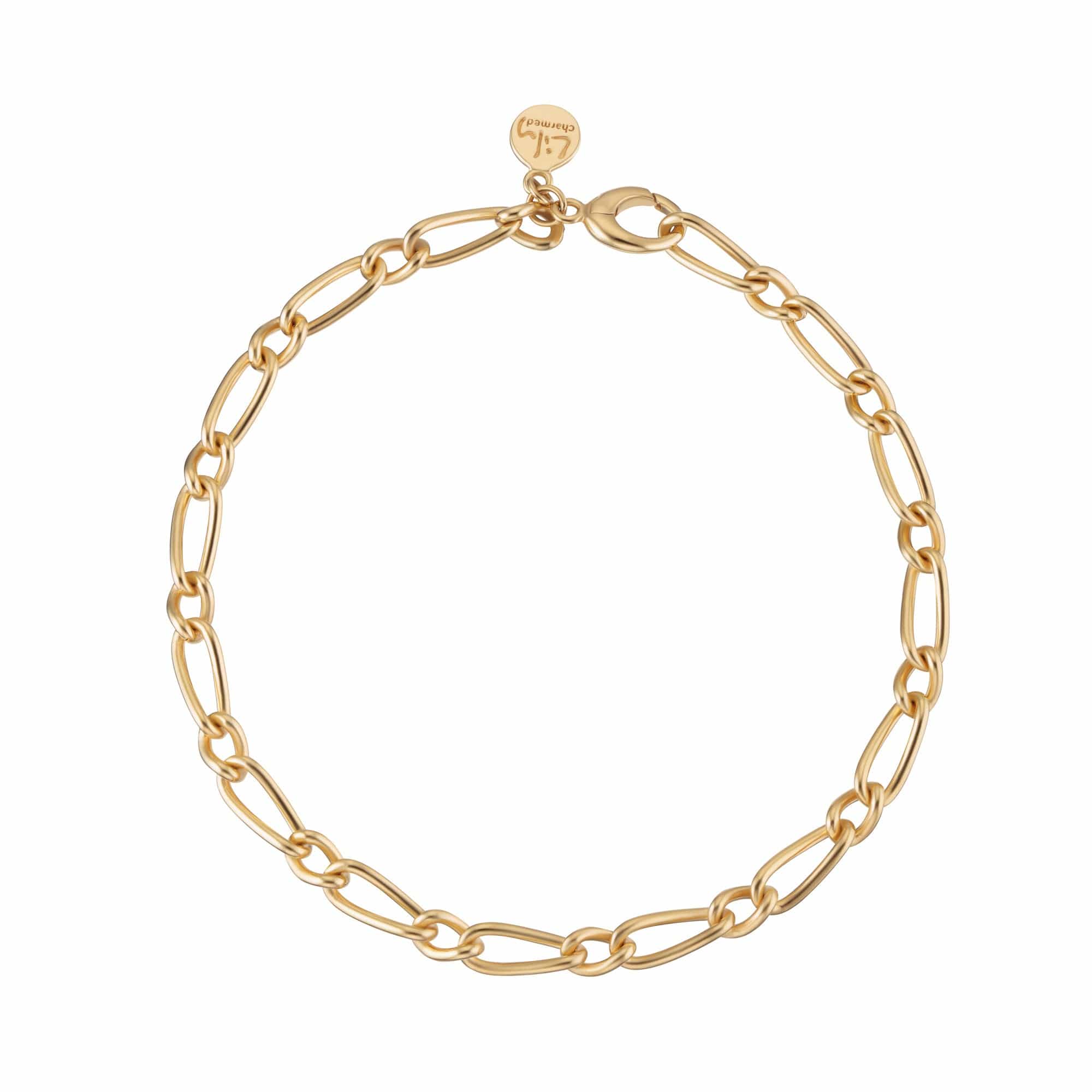 Bracelet à breloques en argent sterling plaqué or 18 carats, 20 cm, à maillons clipsables ajustables