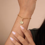 Bracelet à breloques en argent sterling plaqué or 20 cm, gravure personnalisée