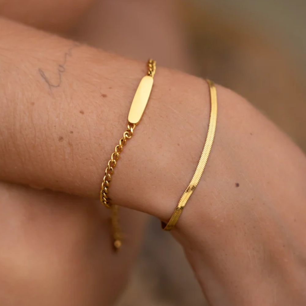 Bracelet chaîne serpent en acier inoxydable plaqué or