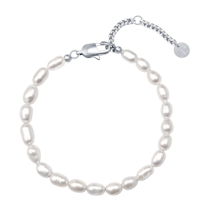 Bracelet en perles d'eau douce et acier inoxydable plaqué or 18 carats