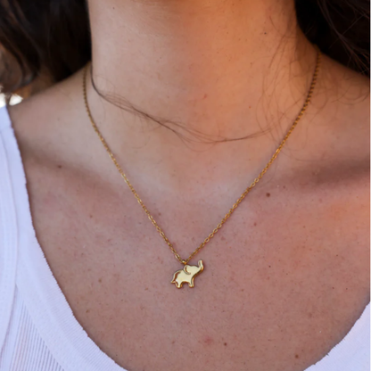 Collier Rêve d'Éléphant en acier inoxydable plaqué or jaune 18 carats