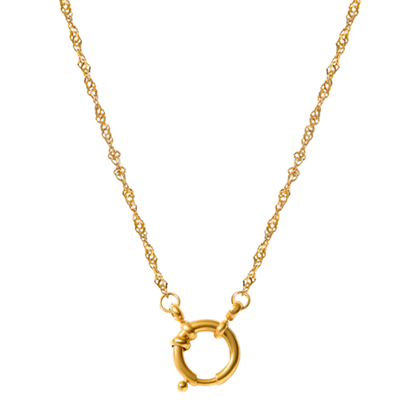 Collier à chaîne spirale ajustable en acier inoxydable plaqué or jaune 18 carats