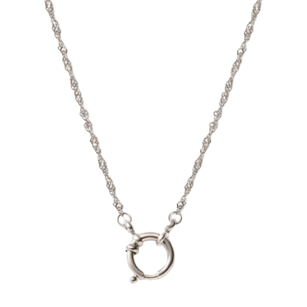 Collier à chaîne spirale ajustable en acier inoxydable plaqué or jaune 18 carats