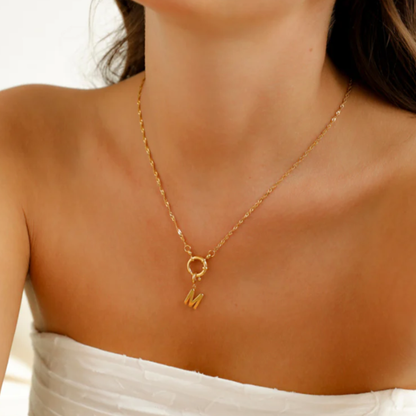 Collier à chaîne spirale ajustable en acier inoxydable plaqué or jaune 18 carats