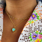 Collier de perles arc-en-ciel dorées – Argent sterling 925 recyclé plaqué or 18 carats – Perles émaillées et chaînette satellite ajustable