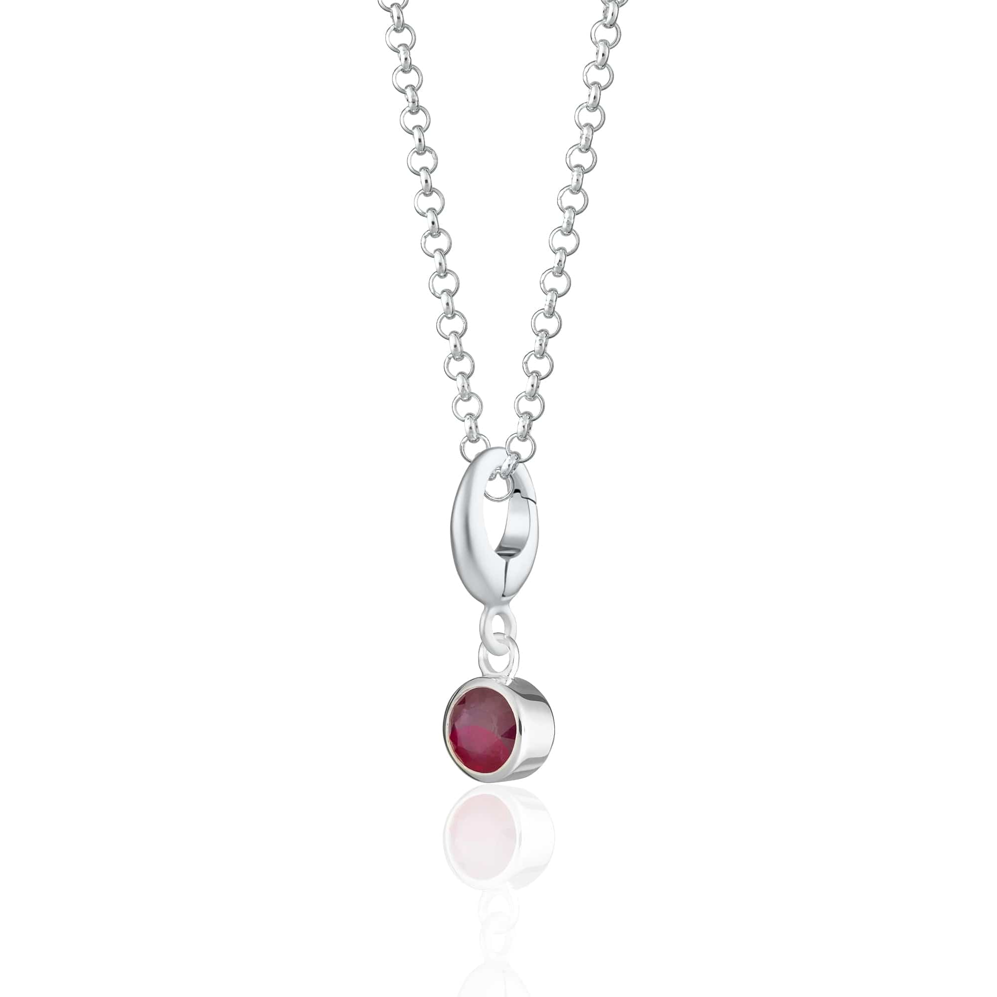 Collier en argent sterling 925 avec pendentif en rubis naturel – Pierre de naissance de juillet, chaîne ajustable, cadeau pour femme