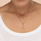 Collier en argent sterling plaqué or avec pendentif note de musique (13 mm), chaîne de 40 cm, 45 cm ou 61 cm.