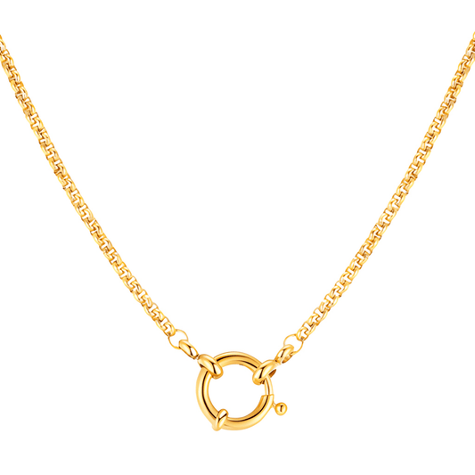 Collier à maillons ajustable en acier inoxydable plaqué or jaune, motif inspiration