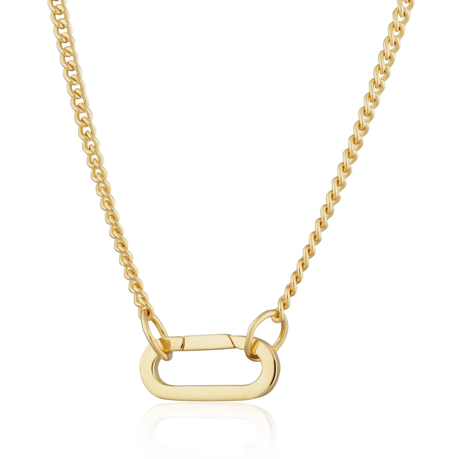 Collier à maillons gourmette en argent sterling plaqué or 18 carats, chaîne à breloque trombone de 45 cm