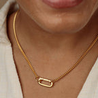 Collier à maillons gourmette en argent sterling plaqué or 18 carats, chaîne à breloque trombone de 45 cm