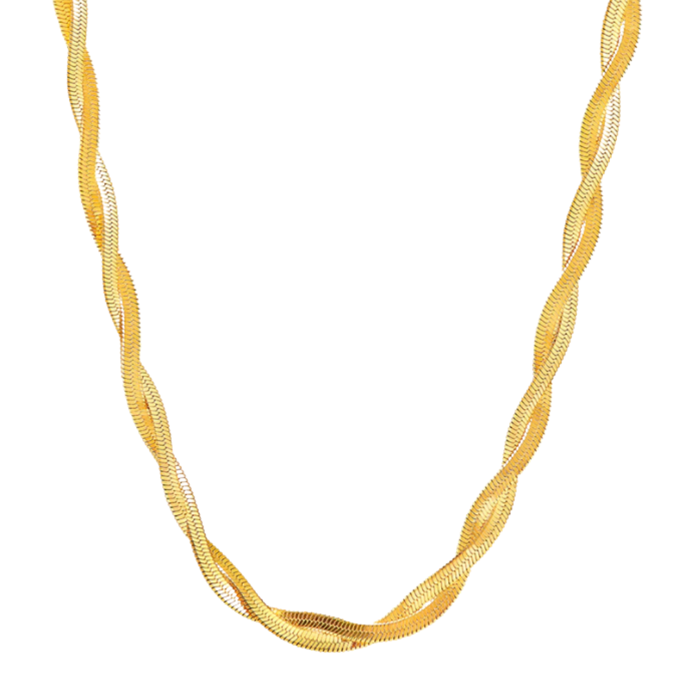 Collier à maillons spiralés en acier inoxydable plaqué or jaune 18 carats