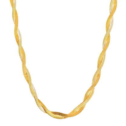 Collier à maillons spiralés en acier inoxydable plaqué or jaune 18 carats