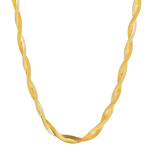 Collier à maillons spiralés en acier inoxydable plaqué or jaune 18 carats