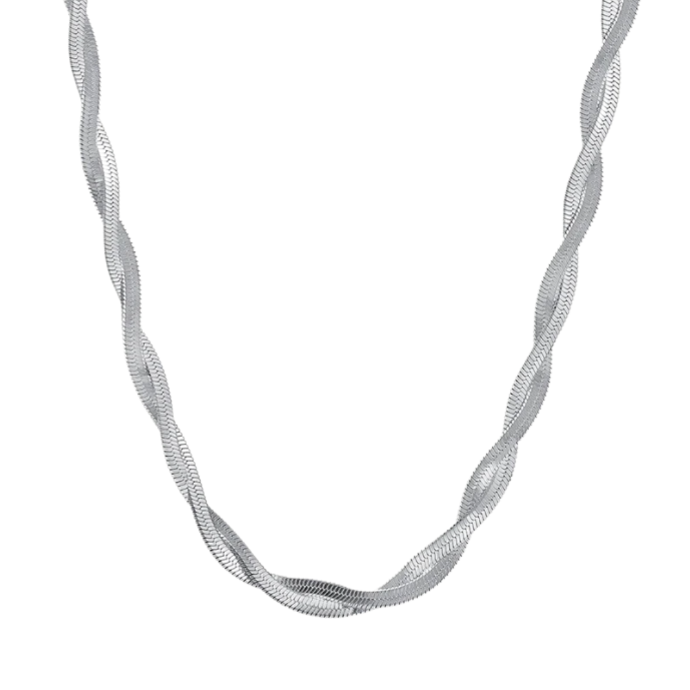Collier à maillons spiralés en acier inoxydable plaqué or jaune 18 carats