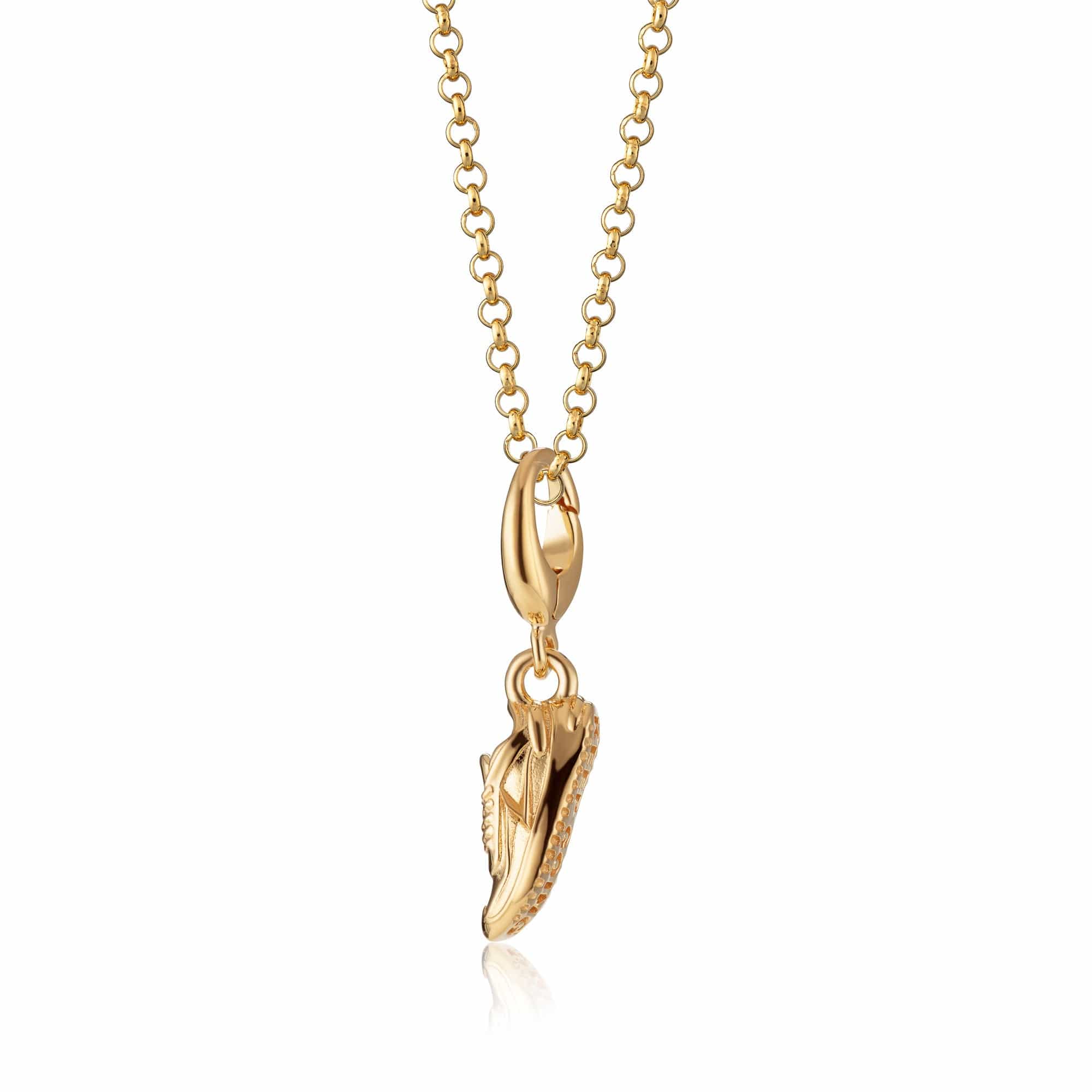 Collier pendentif chaussure de course – Argent sterling 925 recyclé plaqué or 18 carats – Pendentif basket – Fermoir clip – Longueur de chaîne au choix