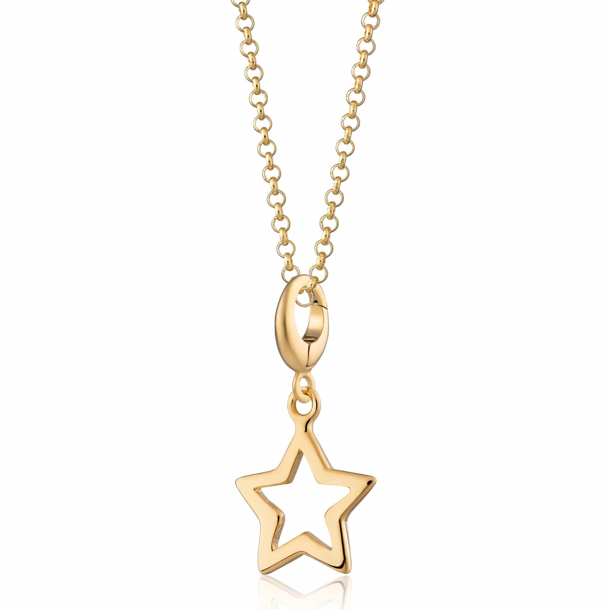 Collier pendentif étoile ajouré en argent sterling plaqué or 18 carats